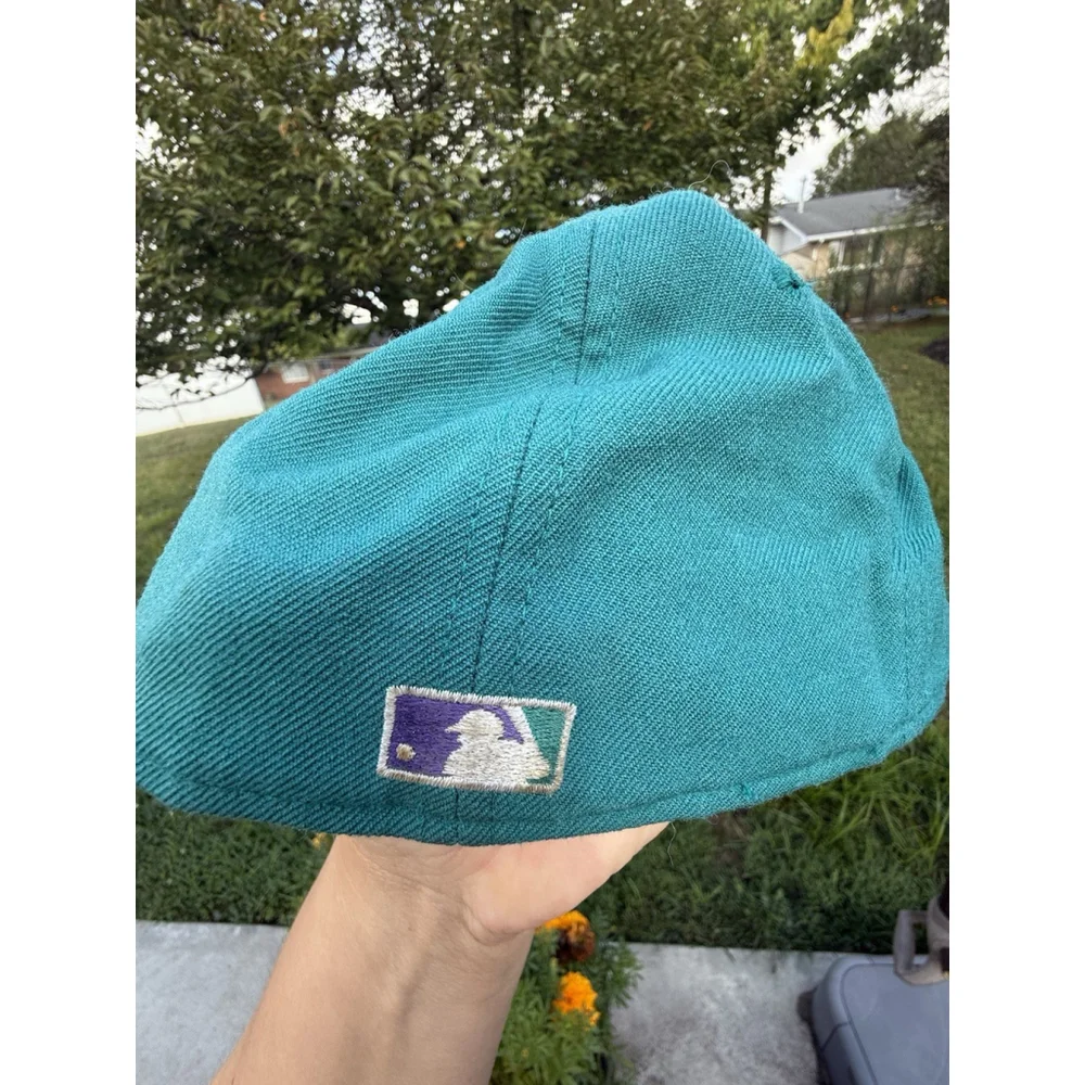 VTG Arizona Diamondbacks White Purple New Era 5950 Fitted Pro Hat 7 1/8 Wool